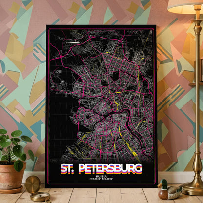 St. Petersburg Retro Map Poster