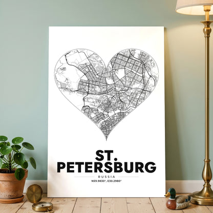 St. Petersburg Heart Map Poster