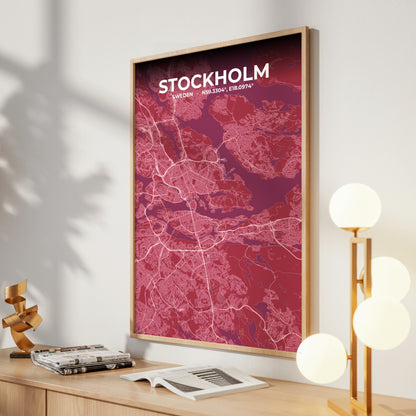 Stockholm Scarlet Map Poster