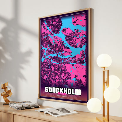Stockholm GTA Map Poster