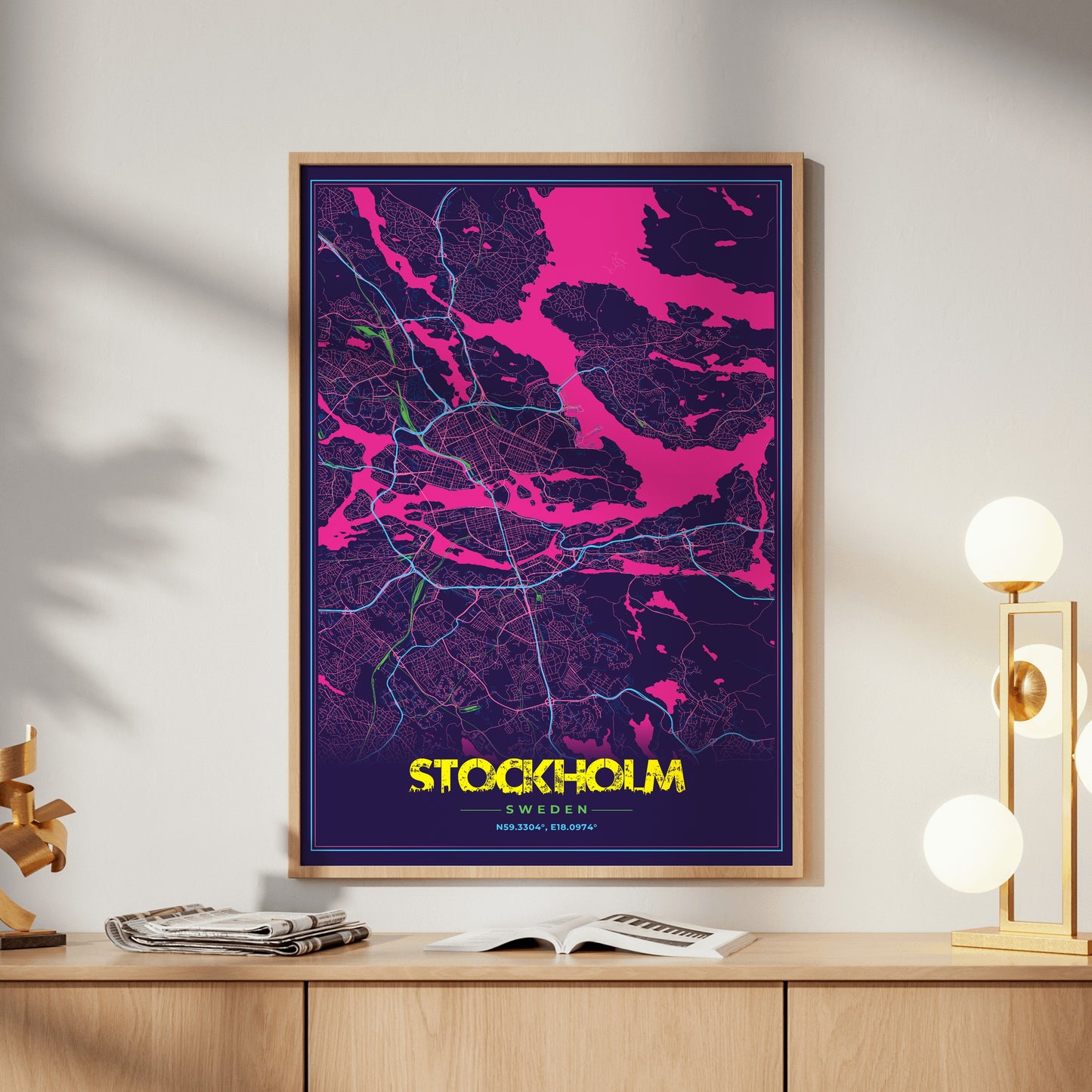 Stockholm Cyberpunk Map Poster