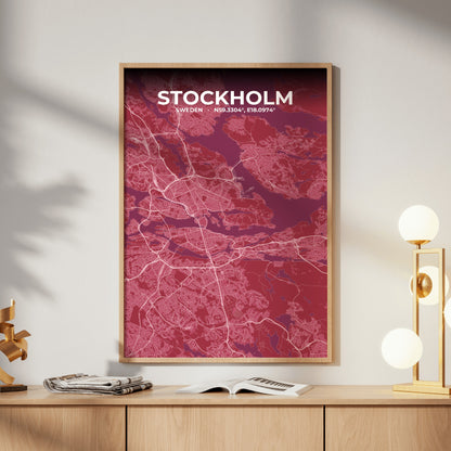 Stockholm Scarlet Map Poster