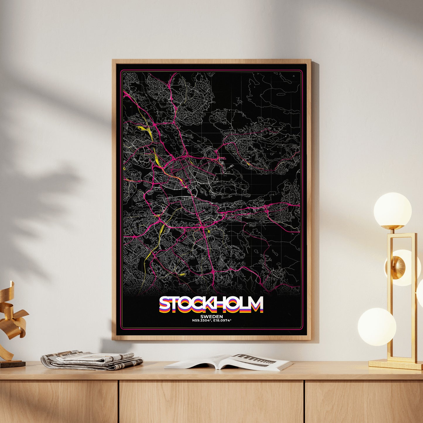 Stockholm Retro Map Poster