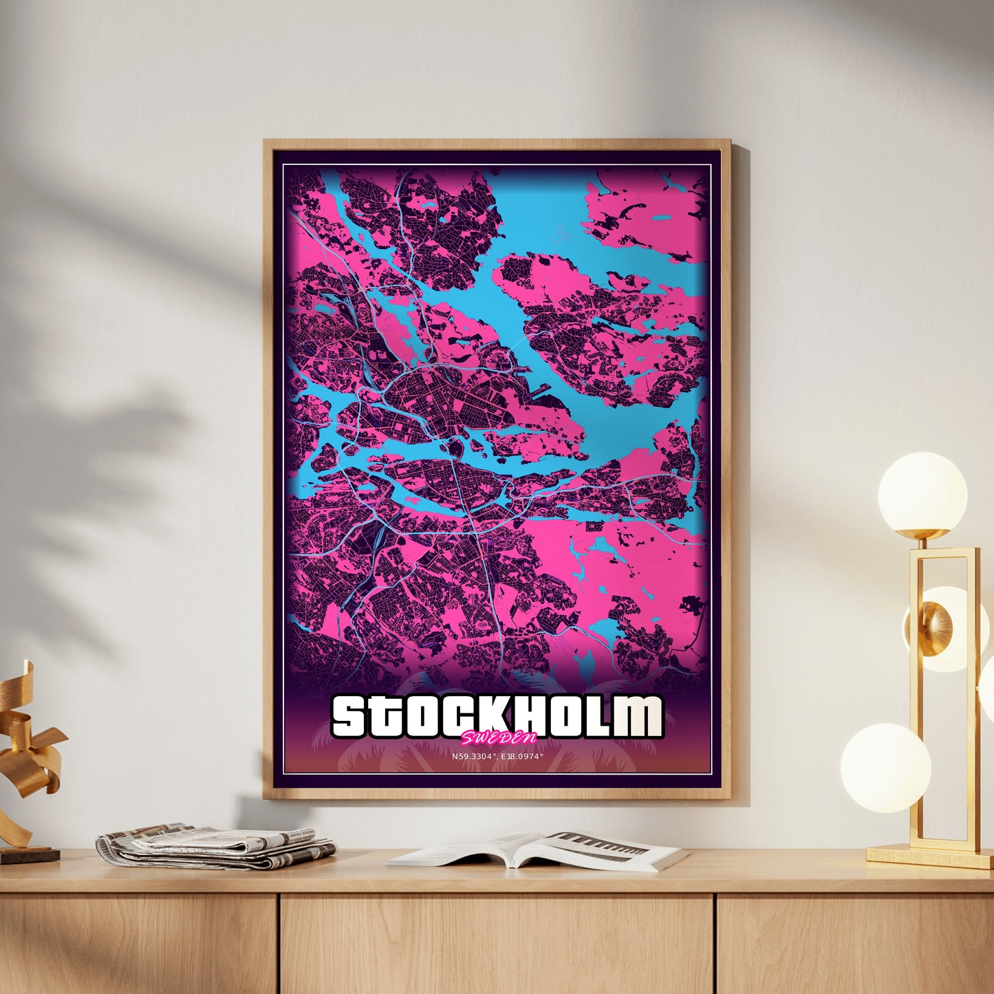 Stockholm GTA Map Poster
