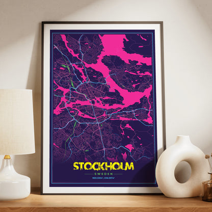 Stockholm Cyberpunk Map Poster