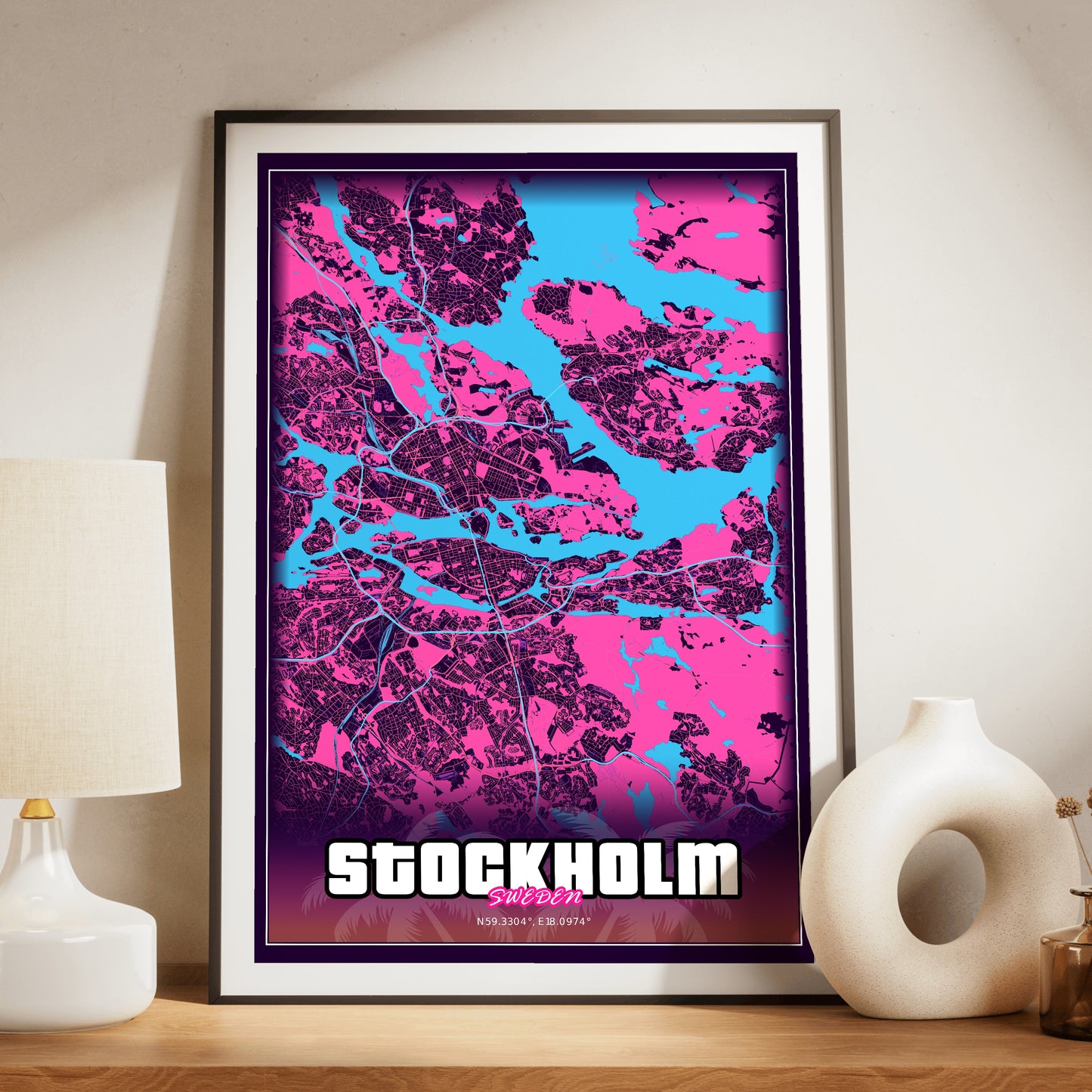 Stockholm GTA Map Poster