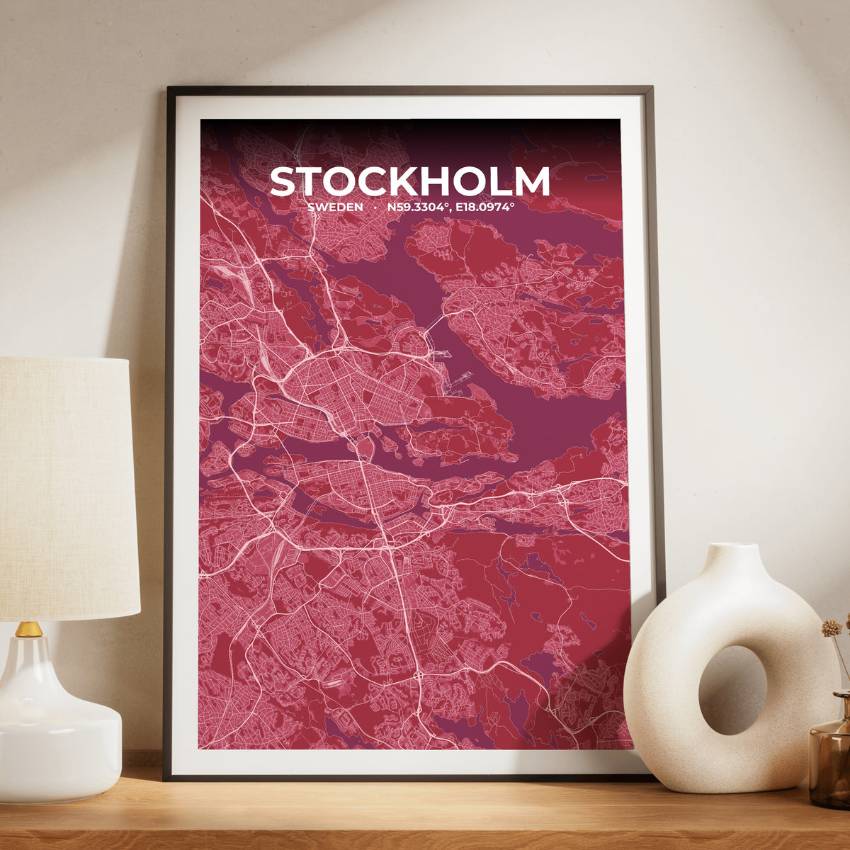 Stockholm Scarlet Map Poster