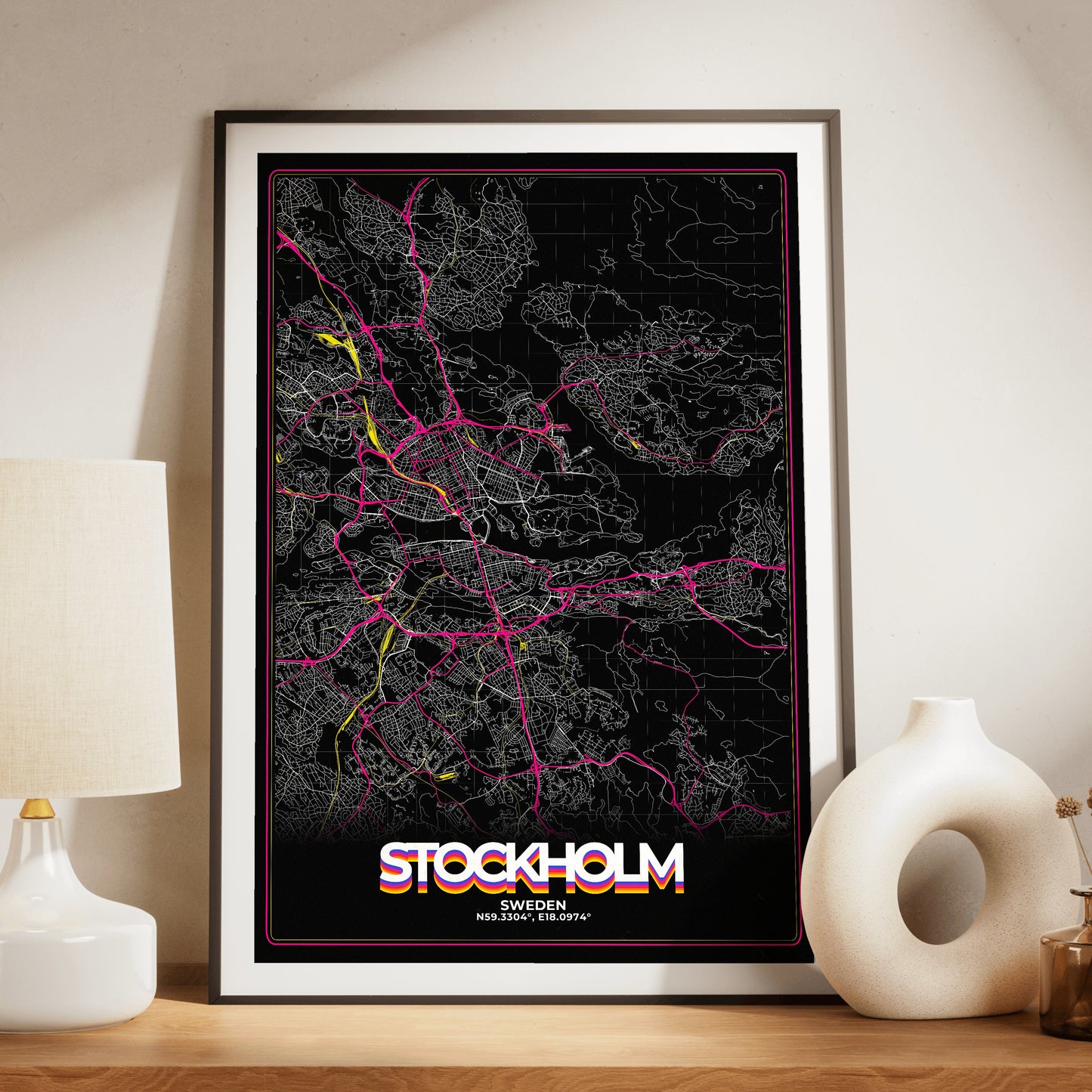Stockholm Retro Map Poster