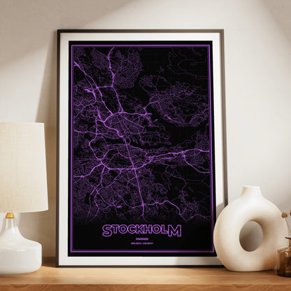 Stockholm Phosphor Map Poster - EGA Violet