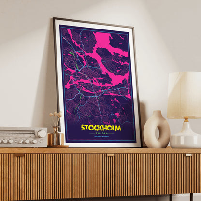 Stockholm Cyberpunk Map Poster
