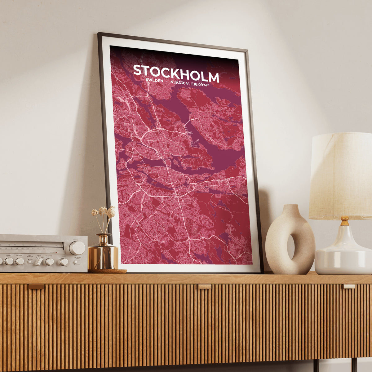 Stockholm Scarlet Map Poster