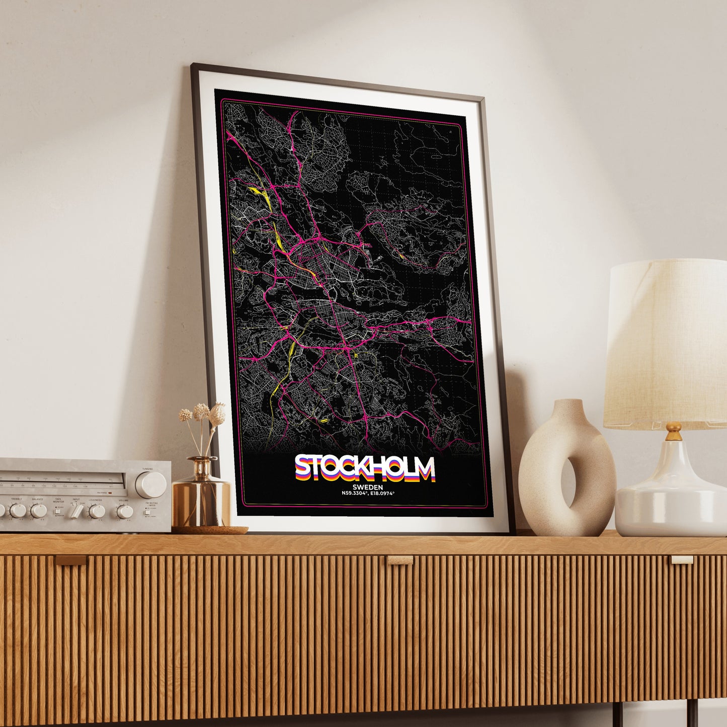 Stockholm Retro Map Poster