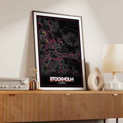 Stockholm Retro Map Poster