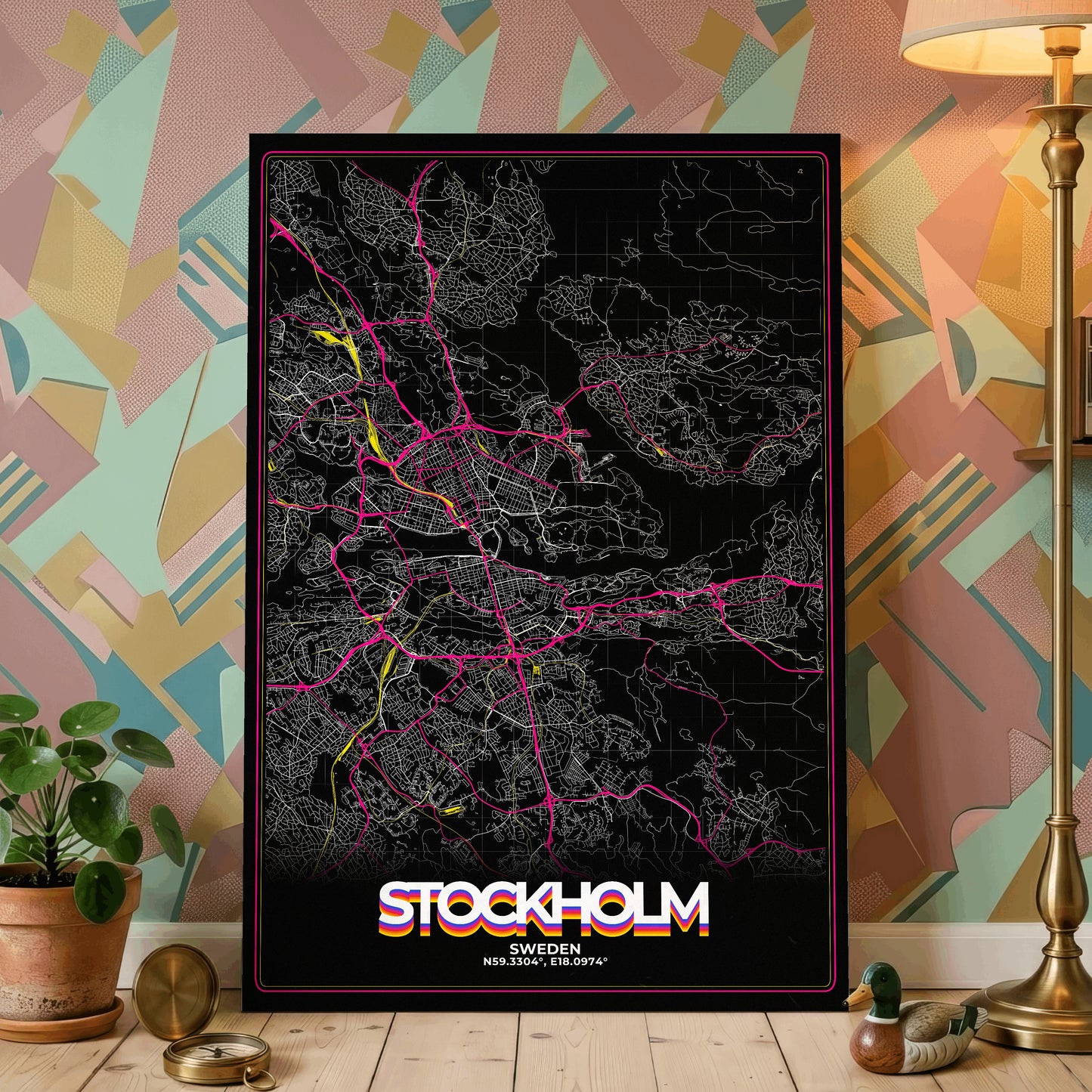 Stockholm Retro Map Poster