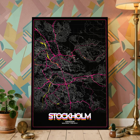 Stockholm Retro Map Poster