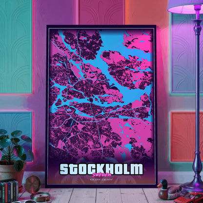 Stockholm GTA Map Poster