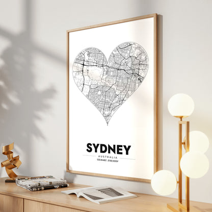 Sydney Heart Map Poster