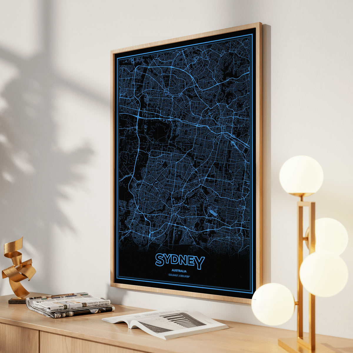 Sydney Phosphor Map Poster - IBM Blue