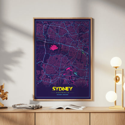 Sydney Cyberpunk Map Poster