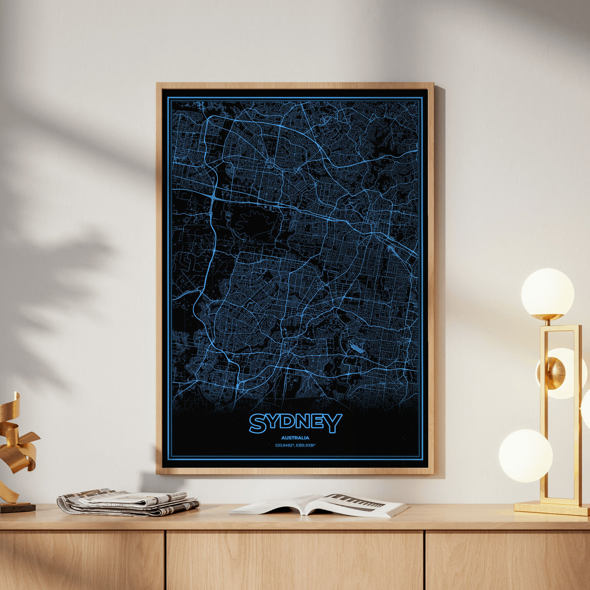 Sydney Phosphor Map Poster - IBM Blue