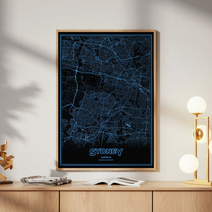 Sydney Phosphor Map Poster - IBM Blue