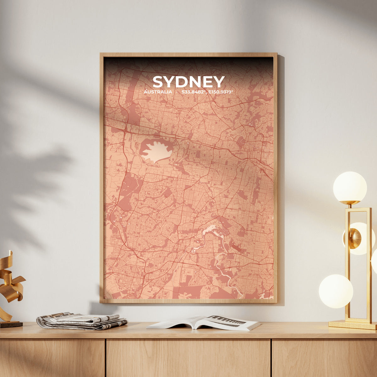 Sydney Blush Map Poster