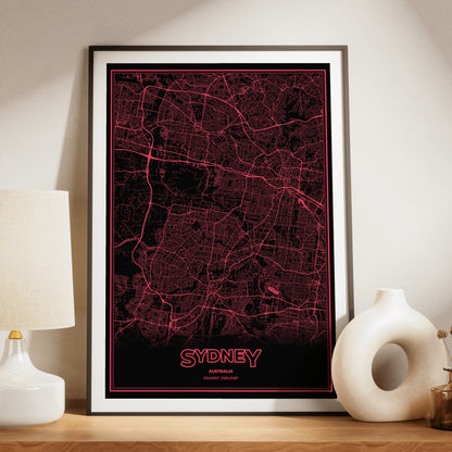 Sydney Phosphor Map Poster - System Alert