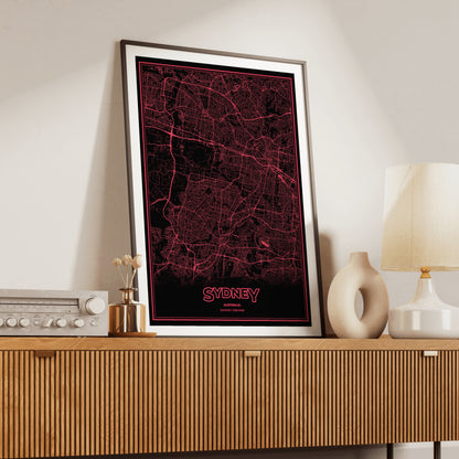 Sydney Phosphor Map Poster - System Alert