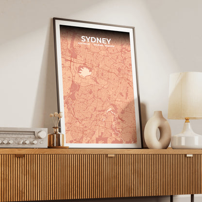 Sydney Blush Map Poster