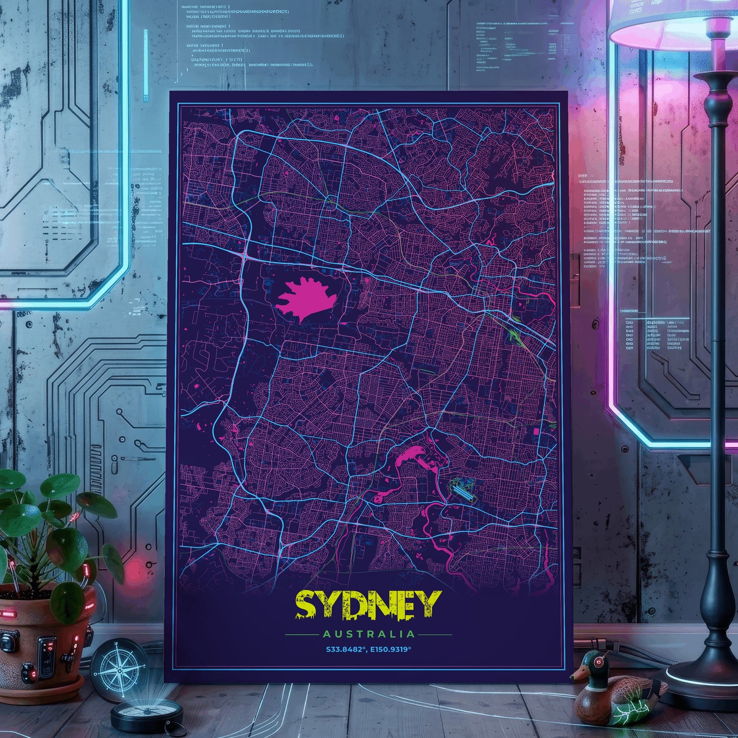 Sydney Cyberpunk Map Poster