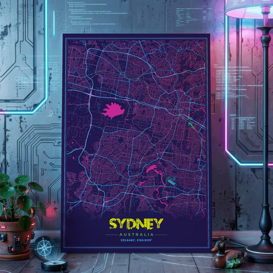 Sydney Cyberpunk Map Poster