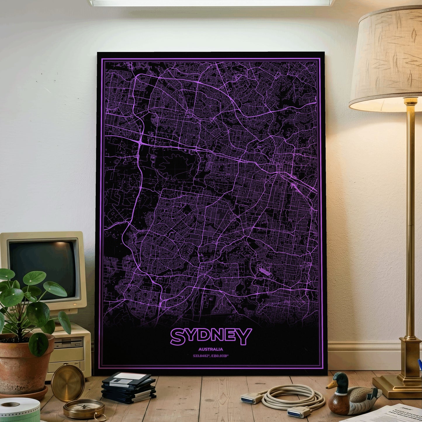 Sydney Phosphor Map Poster - EGA Violet