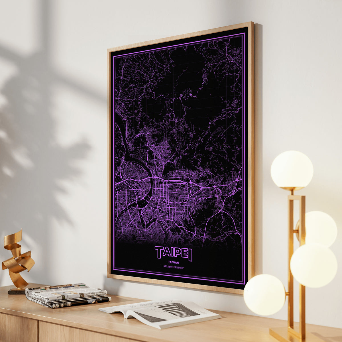 Taipei Phosphor Map Poster - EGA Violet