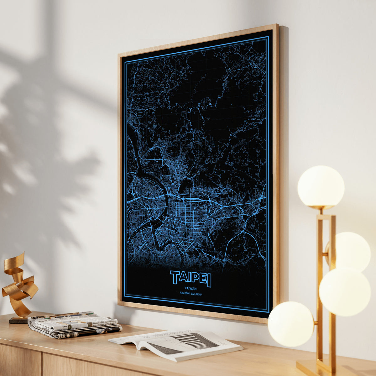 Taipei Phosphor Map Poster - IBM Blue