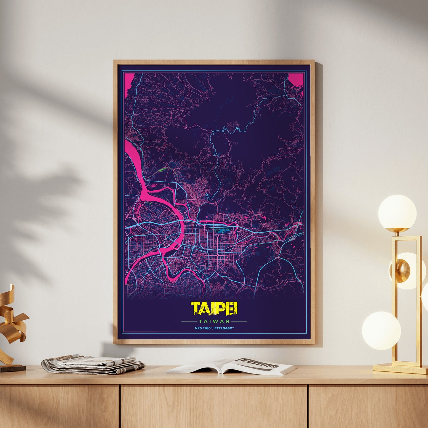 Taipei Cyberpunk Map Poster