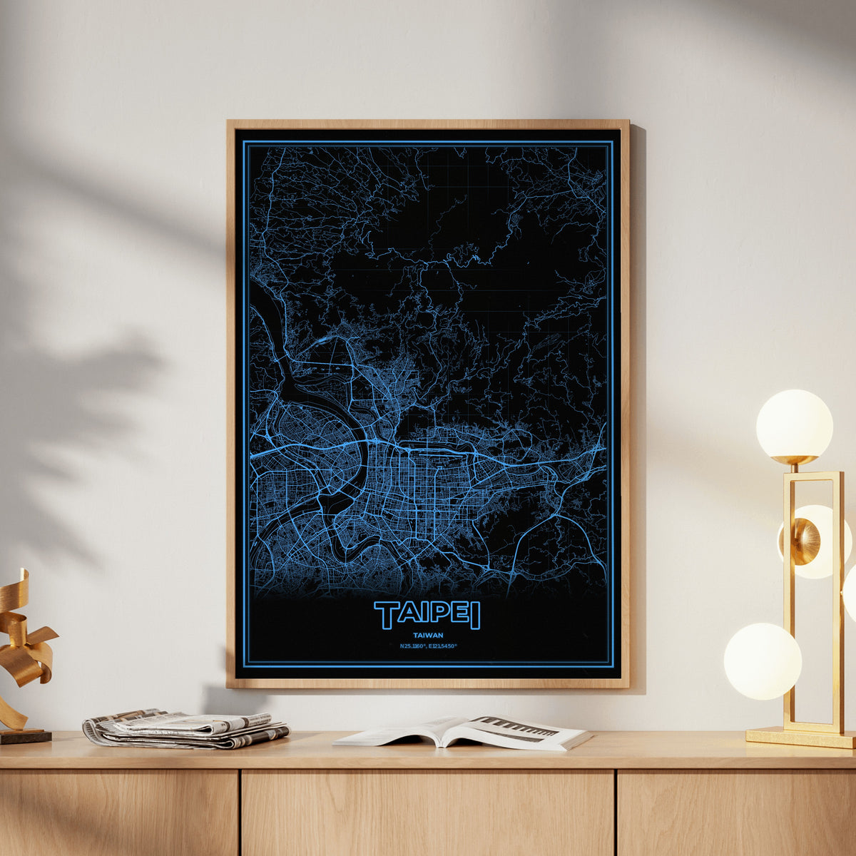 Taipei Phosphor Map Poster - IBM Blue