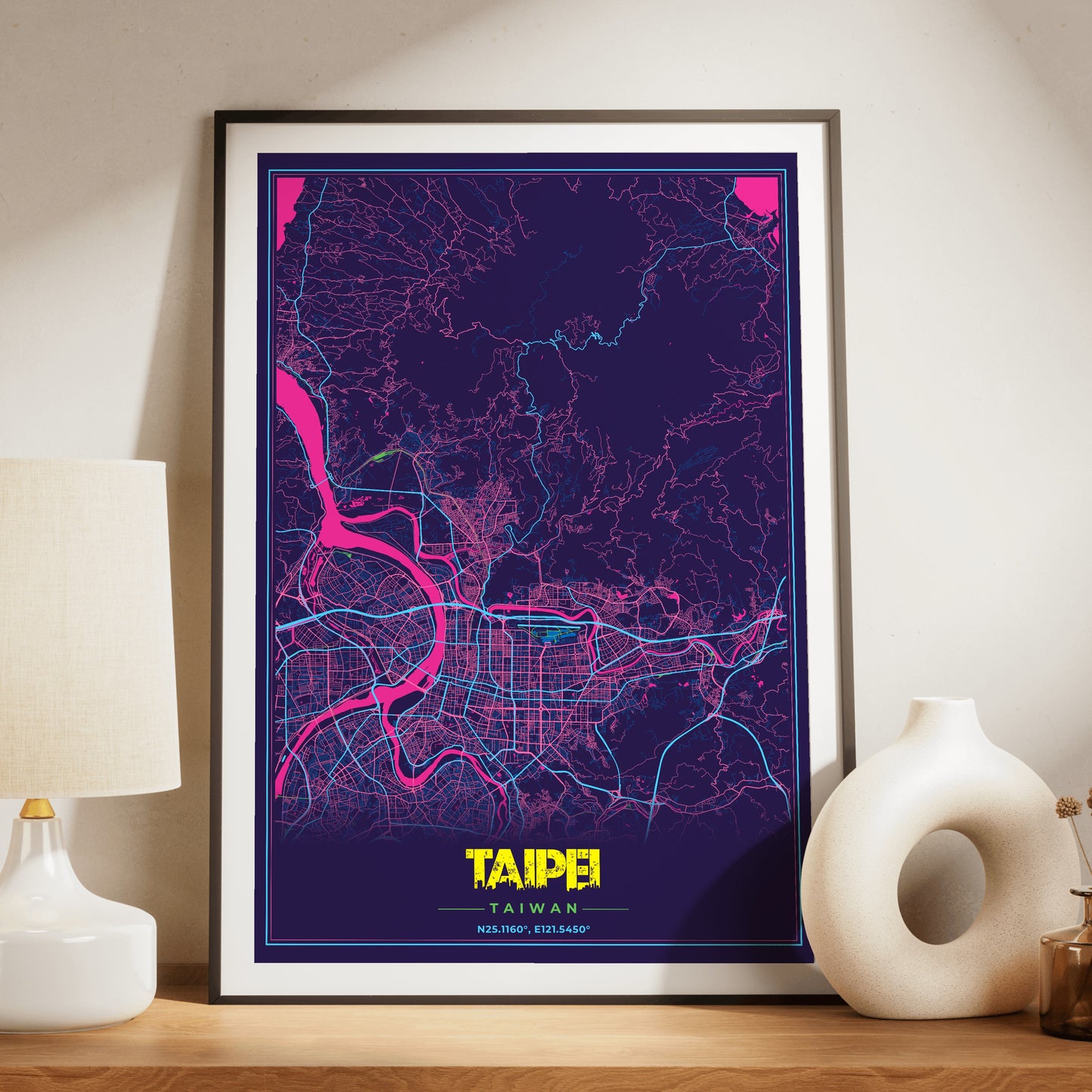 Taipei Cyberpunk Map Poster