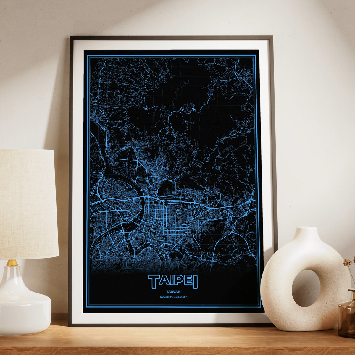 Taipei Phosphor Map Poster - IBM Blue