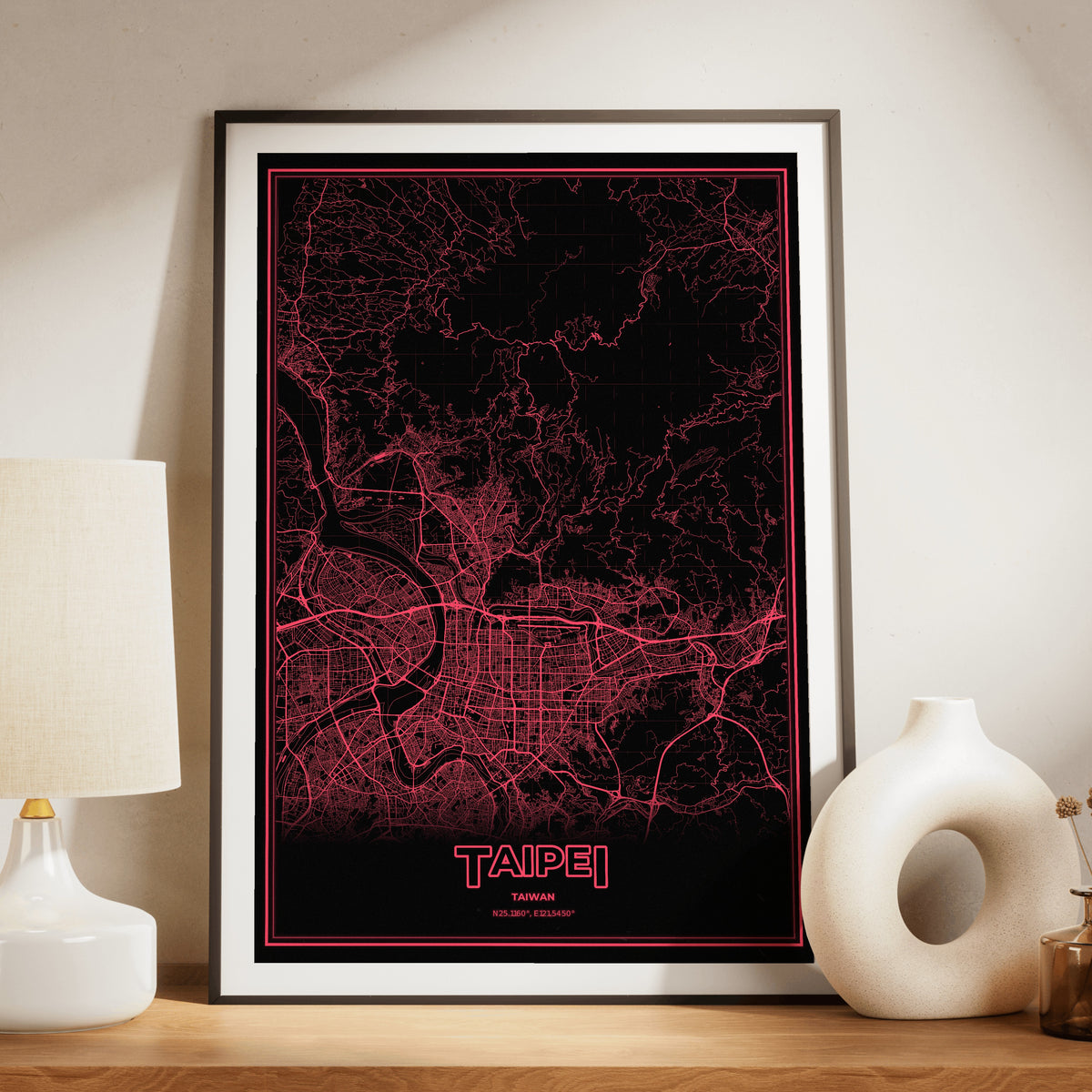 Taipei Phosphor Map Poster - System Alert