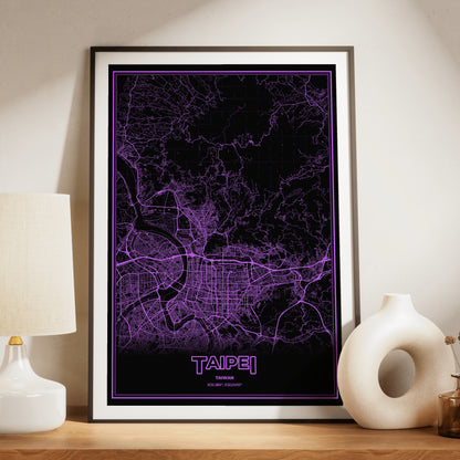 Taipei Phosphor Map Poster - EGA Violet