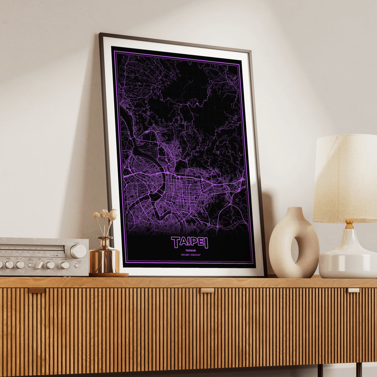 Taipei Phosphor Map Poster - EGA Violet