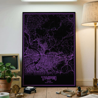 Taipei Phosphor Map Poster - EGA Violet