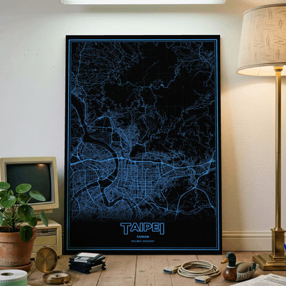 Taipei Phosphor Map Poster - IBM Blue