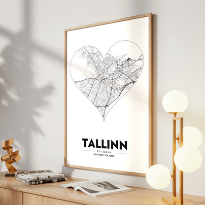Tallinn Heart Map Poster