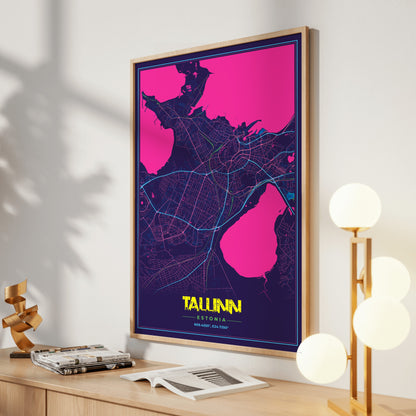 Tallinn Cyberpunk Map Poster