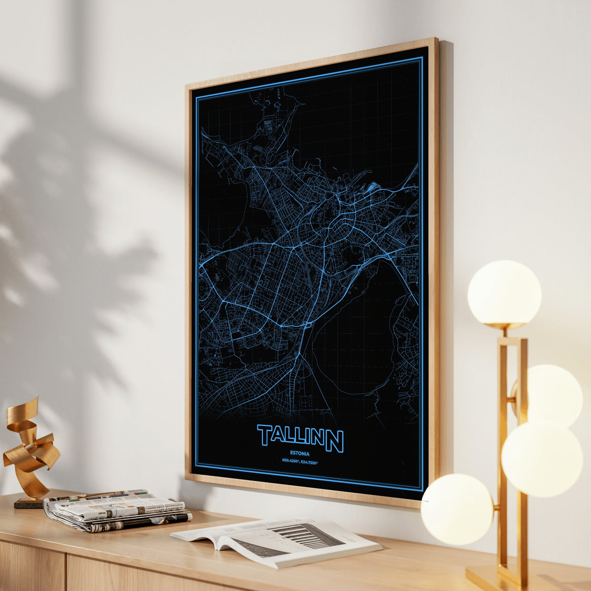 Tallinn Phosphor Map Poster - IBM Blue