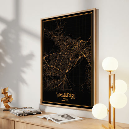 Tallinn Phosphor Map Poster - Amber CRT
