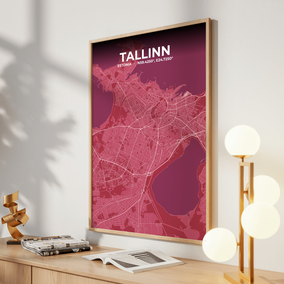 Tallinn Scarlet Map Poster