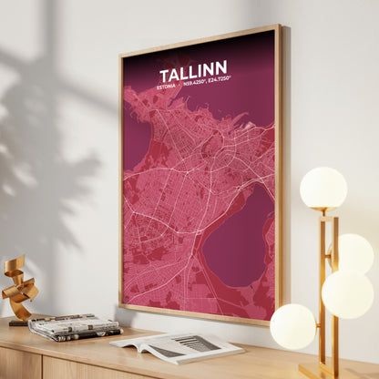 Tallinn Scarlet Map Poster
