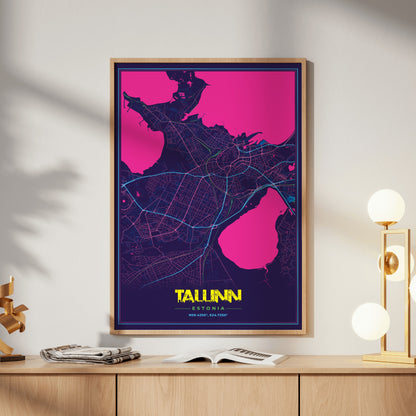 Tallinn Cyberpunk Map Poster